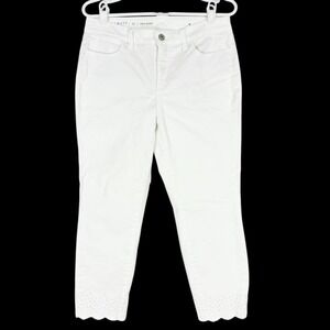 Talbots Women's Scalloped Hem Stretch Flawless Slim Ankle White Jeans Size 8P